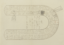 32551 Plattegrond met de tafelschikking van het diner in de hal van het stadhuis, aangeboden aan koning Willem II ...